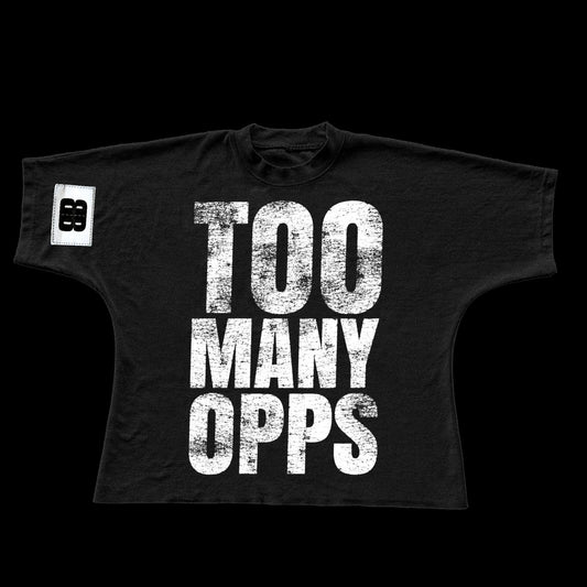 "too many opps" Boxy/cropped fit (Black)